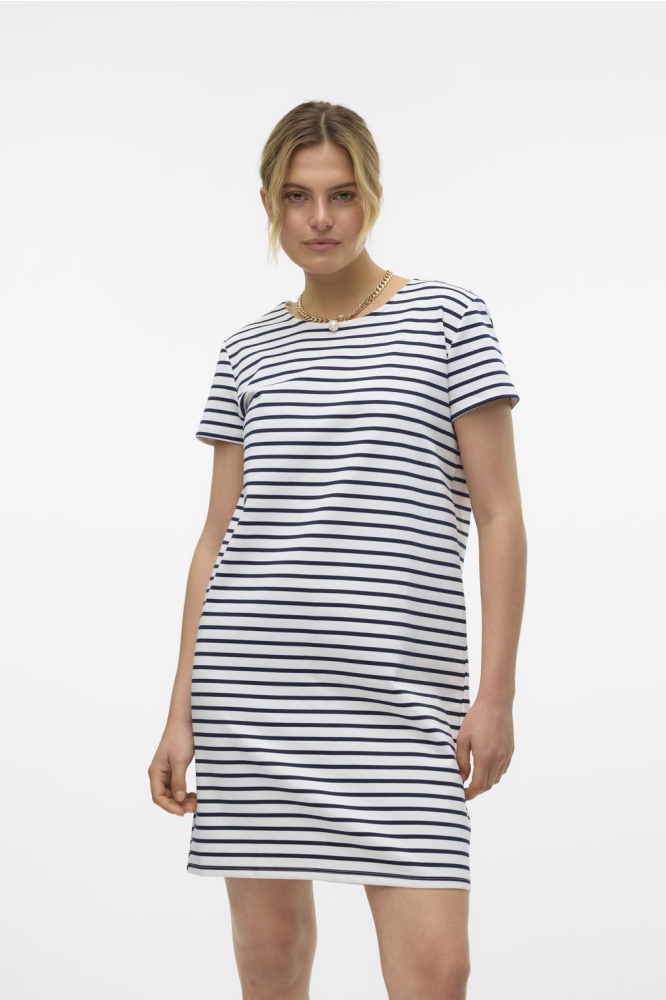 VMABBY SS SHORT ZIP DRESS JRS NOOS 10304718 SNOW WHITE/ NAVY BLAZER